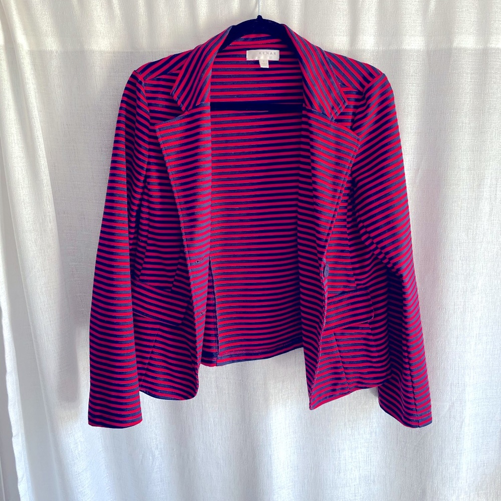 **KENAR** red and blue striped blazer -stretchy